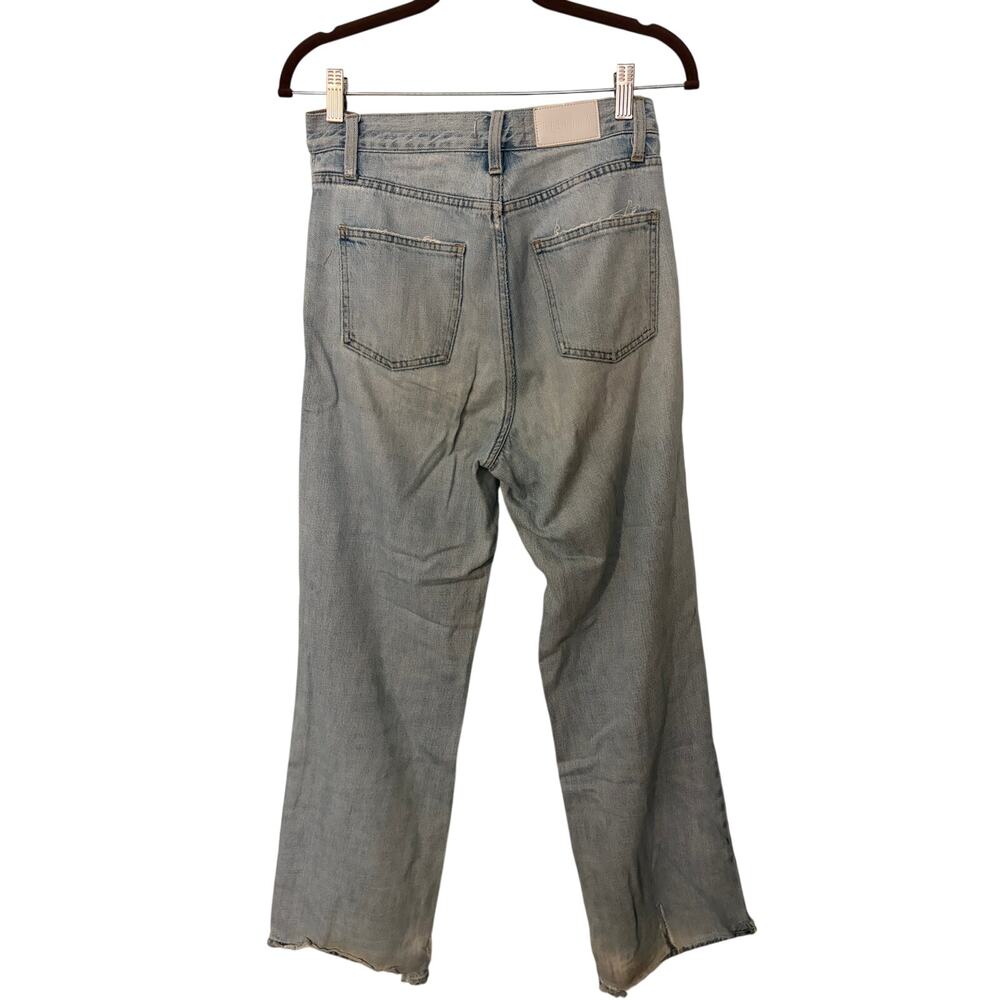 Pistola Nell Relaxed Straight Jeans 24 Light Wash Distressed Raw Hem Designer - Picture 4 of 10
